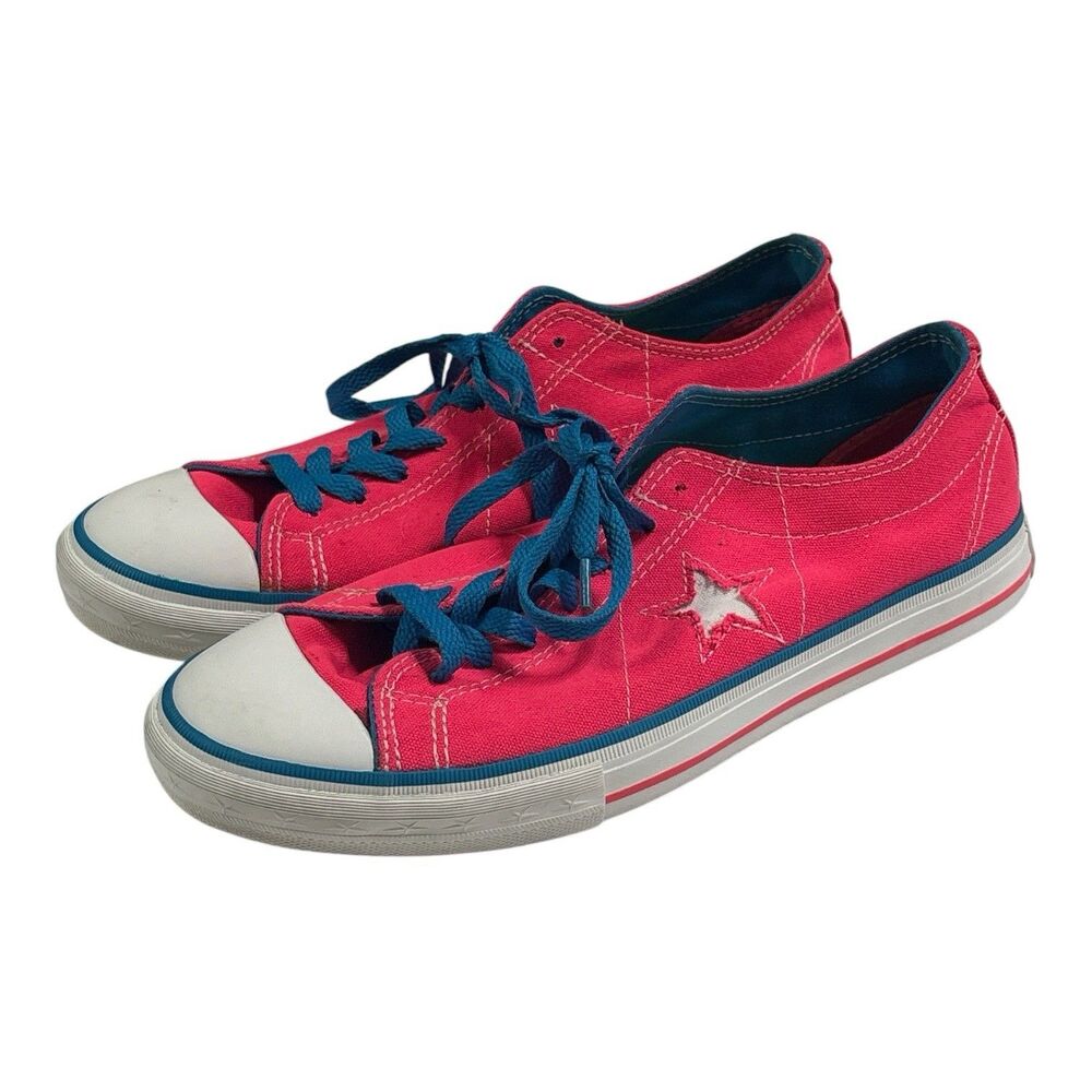 Converse Womens One Star Sneakers Size 9.5  Hot Pink Blue Canvas Low Top Shoes